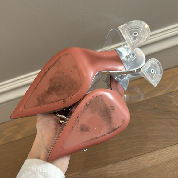 Amina Muaddi Rosie See Through Clear Slingback Embellished Bow Pumps size 40 - Picture 9 of 10